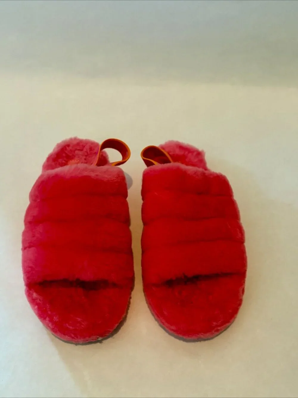 UGG Bright Pink Fuzzy Slingback Slippers Youth Size 5 with Box